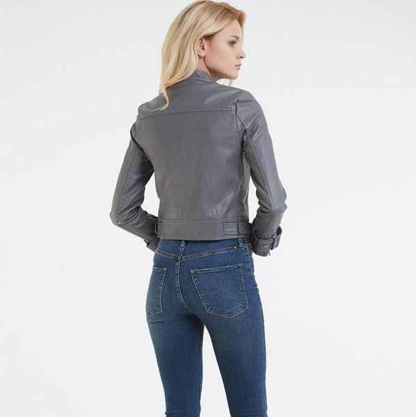 

women's leather & faux pu suede short jacket multy zipper motorcycle coat womens 2021 spring fashion biker jackets drop, Black