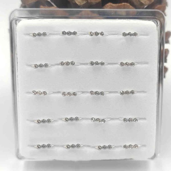 

925 sterling silver hoop nose ring clear crystal body piercing jewelry 20pcs/pack