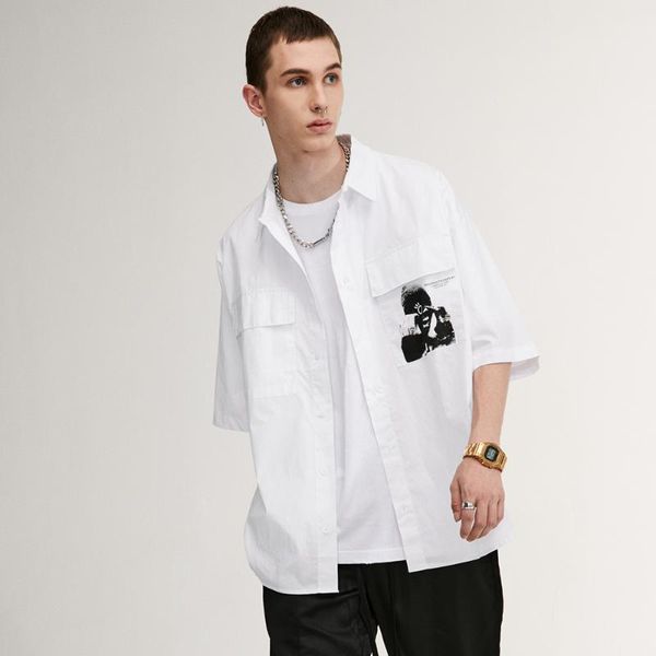 

men's casual shirts tie-dye figure, White;black