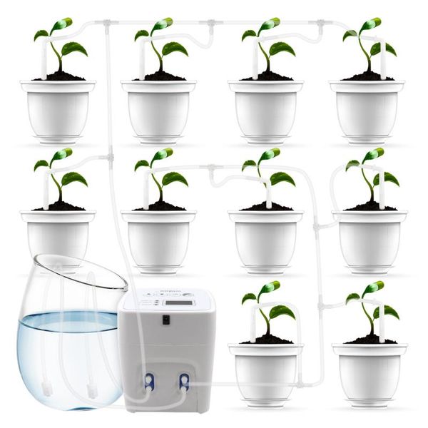 

watering equipments home garden timer lcd display electronic automatic irrigation system plant water dripper w/10/15/20 droppers