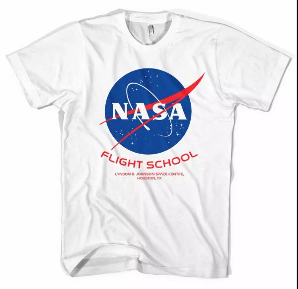 

nasa flight school t-shirt all sizes black grey white, White;black