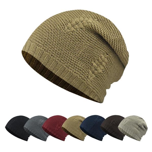 

beanies hats skullcap hat plus-size grain pattern knitted outdoor warm casual thickening of the