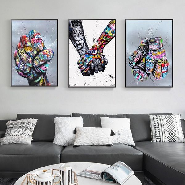 

unframed fist art color painting graffiti decorative canvas poster