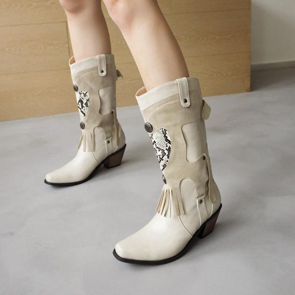 

boots fringe heel suede serserine stitching rivets knight western cowboy lady, Black