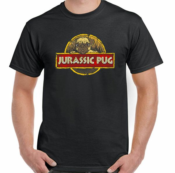 

jurassic pug t shirt man parody life dog dinosaur t-shirt unisex, White;black