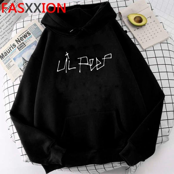 

men's hoodies & sweatshirts lil peep men streetwear anime male pullover oversized y2k aesthetic, Black