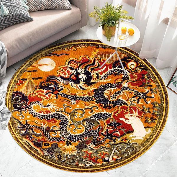 

carpets round carpet dragon pattern retro high-end light luxury living room boss chair swivel rocking hanging basket compute