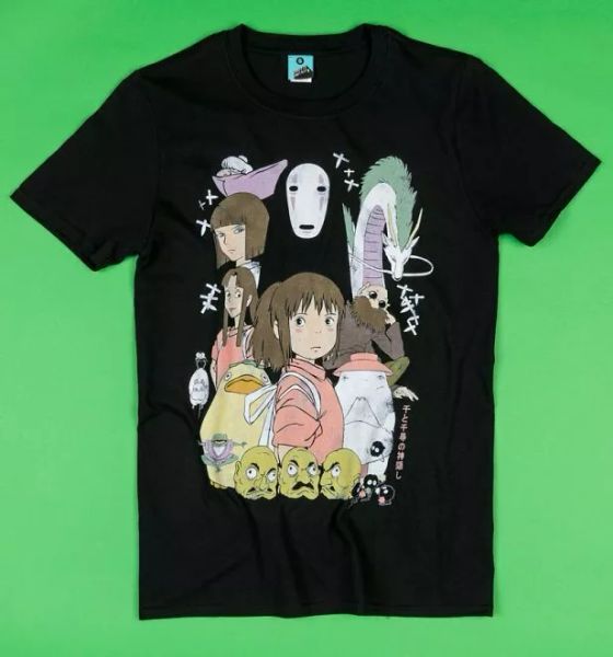 

ghibli inspired spirited away black t-shirt, White;black