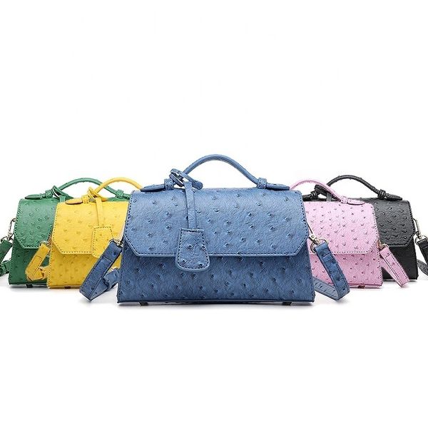 2021 Ins Moda Azul Avestruz Python Embreagem Ladi Bag Snake Pattern Bolsas De Couro Mulheres Saco De Mão