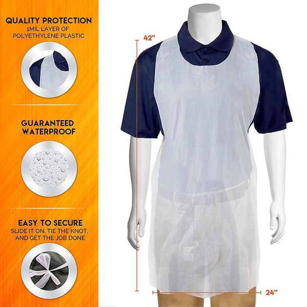 

aprons 100pcs/set transparent easy use kitchen for women men cooking apron white disposable cleaning