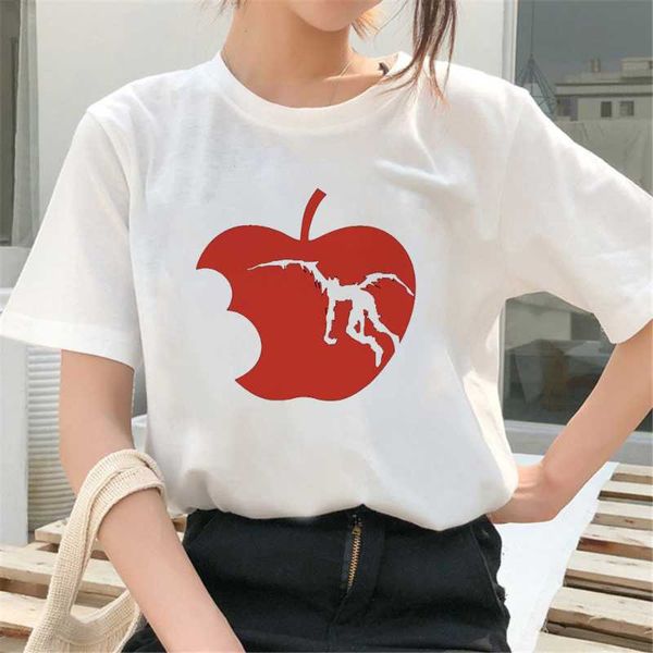 

women's t-shirt death note anime women tshirt harajuku cartoon o-neck print tee streetwear hip hop cotton dropship clothes female, White