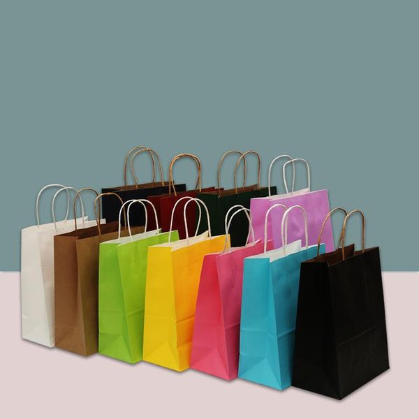 

gift wrap 50pcs/lot blue paper bag with handle wedding party favor bags 15*21*8cm