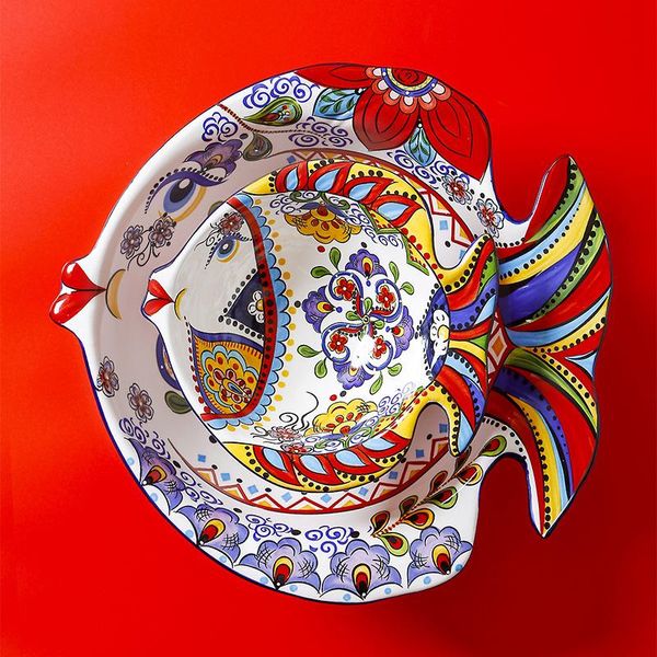 

european ceramic bowl creative household fish salad dessert shaped fruit bowls