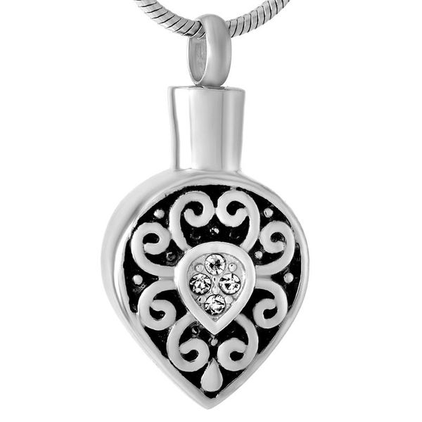 

pendant necklaces vintage teardrop cremation jewelry ashes keepsake necklace pet human memorial urn mini locket souvenir casket for women, Silver