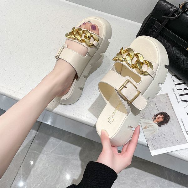 

80% off store online 2021 summer new women flat sandals open toe outdoor beach slippers platform shoes casual solid color plus size, Black