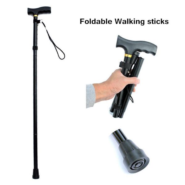 

trekking poles foldable walking stick adjustable anti-skid cane 4 section trusty sticks for old man hiking