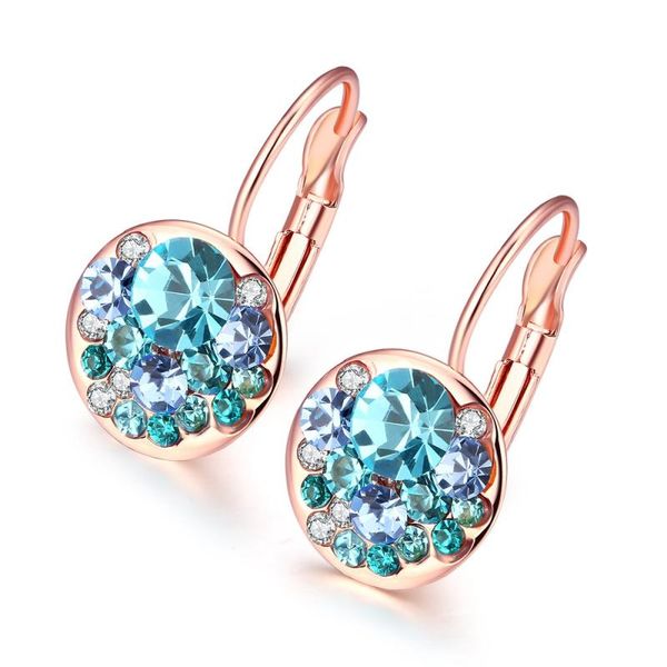 

clip-on & screw back glamorous czech drill jewelry rose gold blue white purple earrings clip for women e2023, Silver
