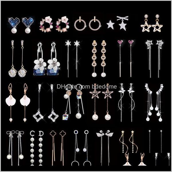 

dangle & chandelier jewelry drop delivery 2021 925 sier needle rhinestone circle crystal european and american long temperament korean perso, Silver
