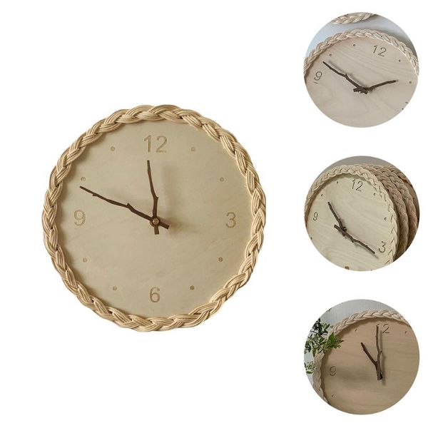 

wall clocks 1pc fashion clock home mute hanging decorative weaving