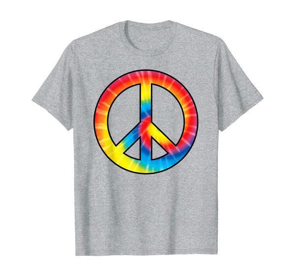 

tie dye peace sign t-shirt | hippies symbol 60s 70s 80s tee, White;black