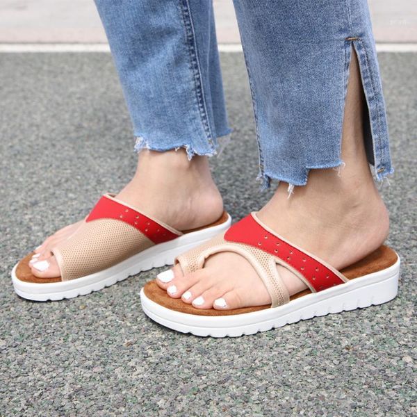 Terlik Yaz Kadın Karışık Renk Açık Toe Casual Bayanlar Flats Örgü Kadın Çevirme Moda Açık Plaj Ayakkabıları Artı Boyutu