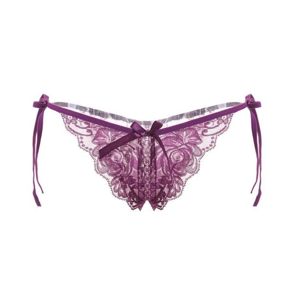 

women's panties lace thongs low-waist butterfly g-string underpant briefs string femme hollow out open crotch underwear, Black;pink