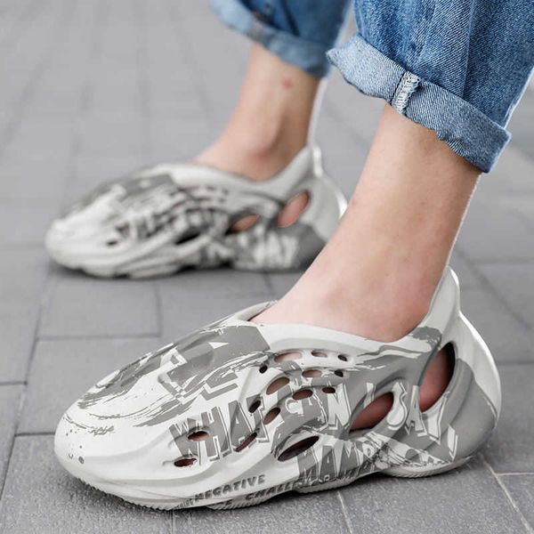 

sandals coconut hole shoes men's summer 2020 new semi baotou camouflage lovers beach sandals ysj, Black