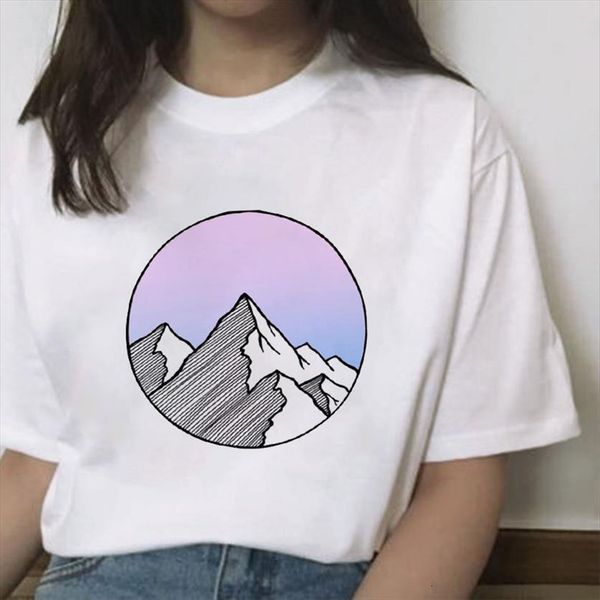

mountain peak harajuku graphic women t shirt print creative white tshirts short sleeve o neck ropa mujer