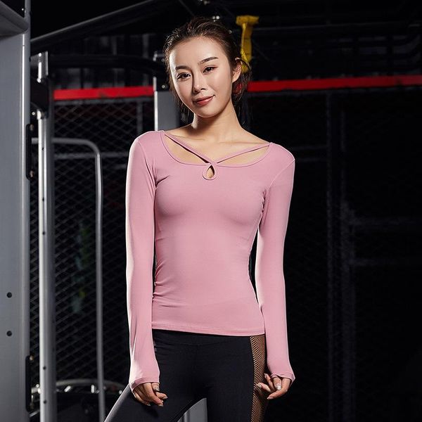 

yoga outfit thin long sleeve shirts sports for gym women fitness slim wear clothing femme running t shirt