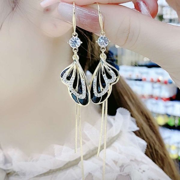 

earrings live butterfly tassel women's long earrings fashion temperament personality versatile ear accessories, Golden
