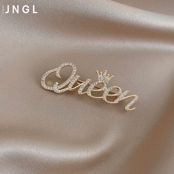

brooch letter queen high-grade female cute fashion personalized pin anti light buckle fixed clothing accessories, Gray