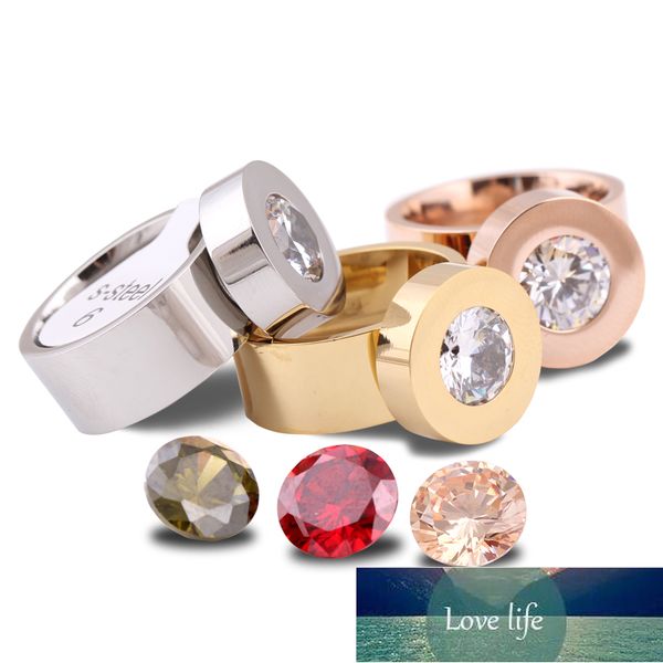 

gold color fashion diy brand crystal ring four color zircon swap titanium steel rings for women factory price expert design quality latest s, Silver