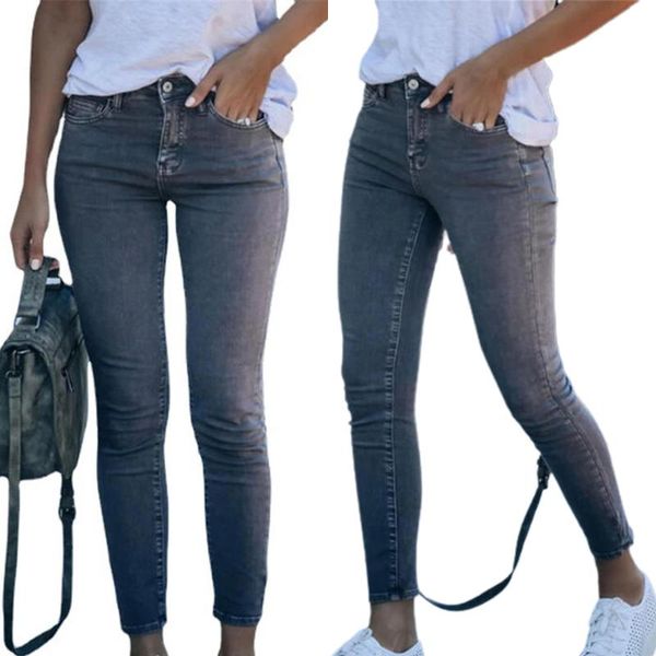 

women's jeans cross-border amazon 2021 spring and autumn tight-fitting thin all-match, Blue