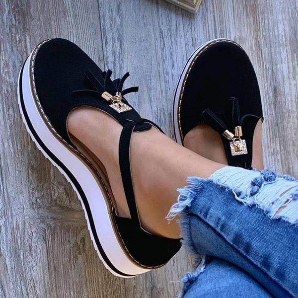 

women sandals summer casual flat platform heel fridge buckle strap female shoes for 2021, Black