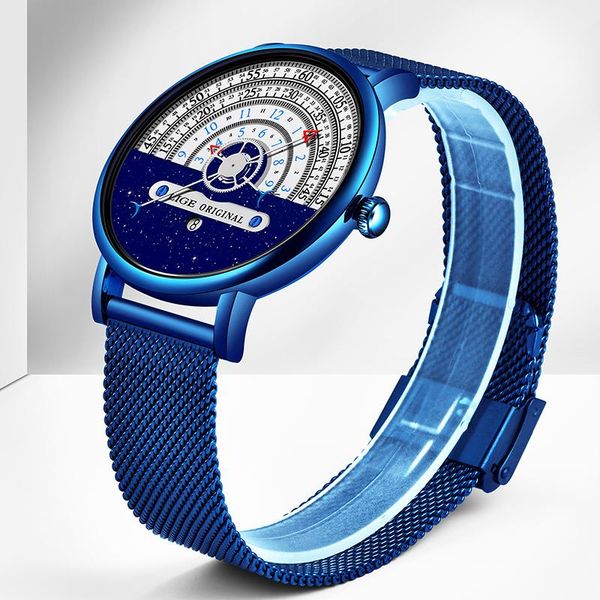 

watch for men 2021 fashion unique mens watches wristwatch stainless steel mesh belt waterproof sport clock wristwatches, Slivery;brown