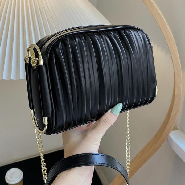 

evening bags fashion texture single shoulder bag 2021 female niche fold wild chain messenger small square