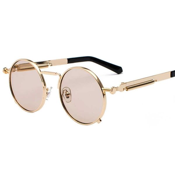 

fashion sunglasses frames round metal punk dazzle color personality trendy men's and women's glasses, Black