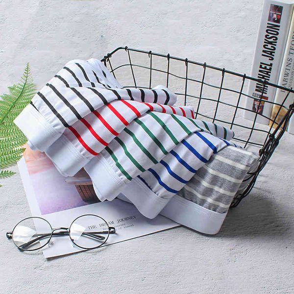 

men's underwear boxer cotton breathable men's low waist striped pants, Black;white
