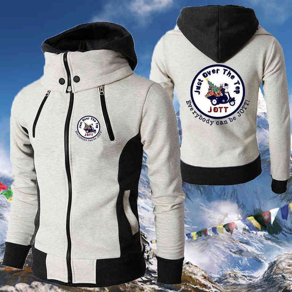 

men's autumn and winter christmas jott france print jacket warm windproof double zipper men hooded design turtleneck coat, Black;brown