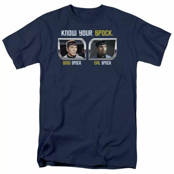 

star trek know your spock t shirt licensed sci-fi tv classic tee new navy blue, White;black