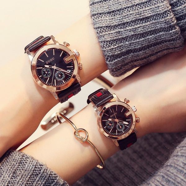 

wristwatches watch women leather strap quartz couple calendar mens watches casual gifts unique designer, Slivery;brown