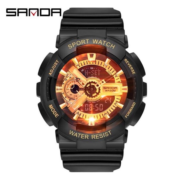 

men dual display wristwatches digtal couple watch ladies sport waterproof led wristwatch electronic outdoor diving wrist, Slivery;brown