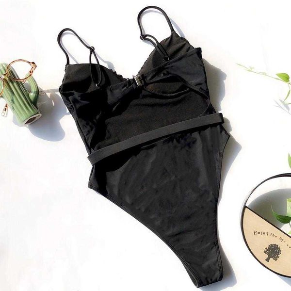 

bust ruched bla ladies belt swimsuit summer beach wear solid swimwear women bathing suit swimmingby air