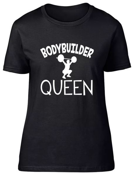 

bodybuilder queen fitted womens ladies t shirt, White;black