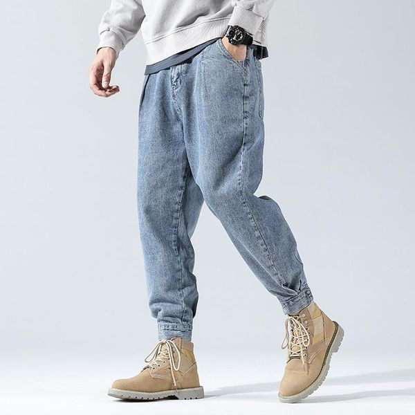 

men's jeans 2021 autumn and winter trendy brand japanese large size harlan loose with feet, Blue