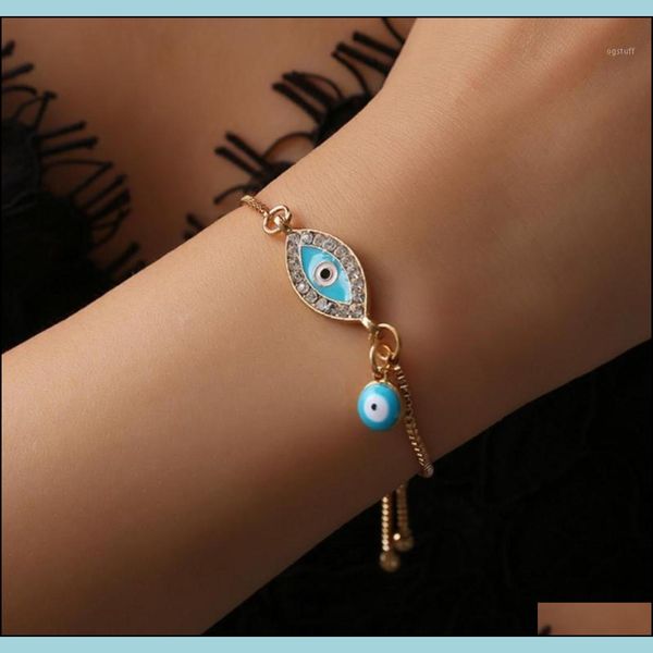 Charme t￼rkisch blauer Kristall b￶se Augenarmb￤nder f￼r Frauen handgefertigte goldene Ketten gl￼ckliche Armband Frau Schmuck 2873631 Tmmta Jmxco Drop Lieferung