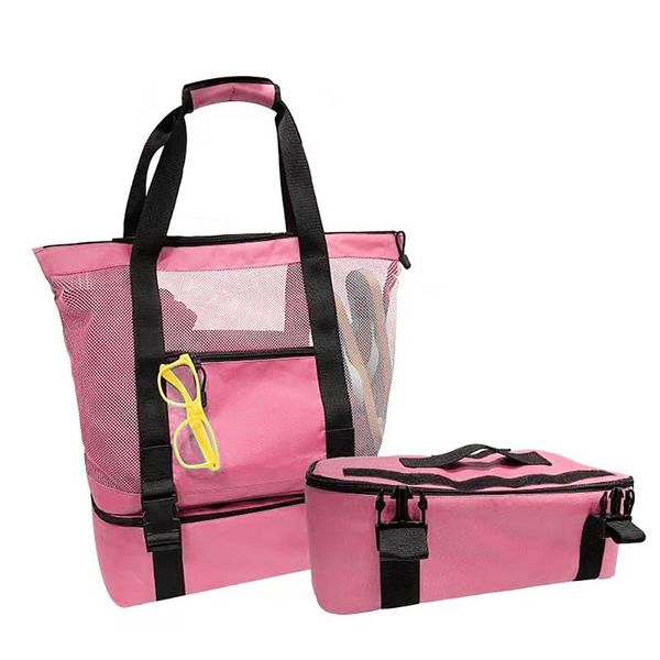 

storage bags outdoor camping beach mesh tote bag with detachable cooler packing organizer multifunctional waterproof backpack