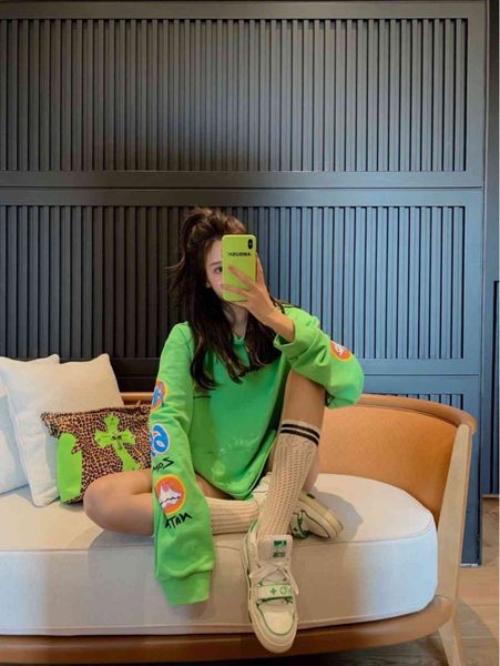

ch cross brand 2021 autumn and winter new printed sweater coat tide couple long sleeve green blouse female, Black