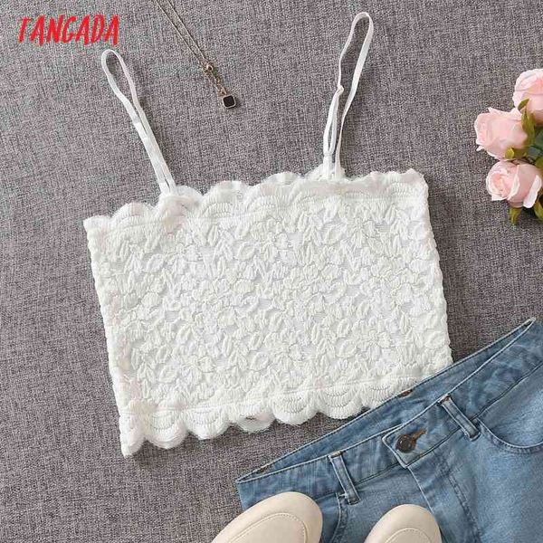 

summer women white lace strethy tank sleeveless backless female ce233 210416