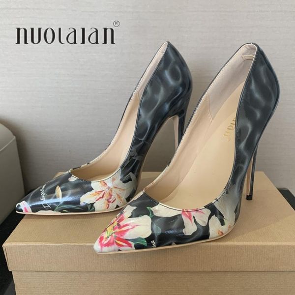 

dress shoes fashion woman patent leather party wedding big size 35-42 pointed toe high heels pumps women, Black